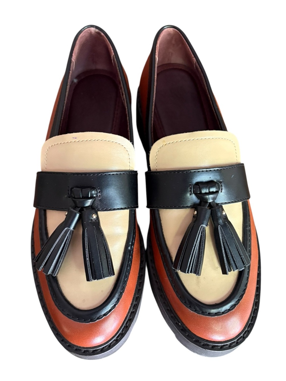 Sarto by Franco Sarto Balinna Slip On Tasseled Loafer Lug Sole Tri Tone Sz 6 - Picture 2 of 8